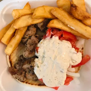 Chicken Souvlaki w/ fries