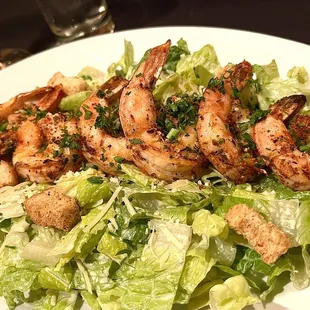 Caesar salad with grilled local prawns. Very generous serving of nicely dressed salad and tasty seasoned prawns.