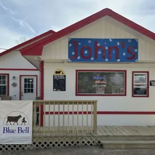 John&apos;s Hamburger and Ice Cream store front.