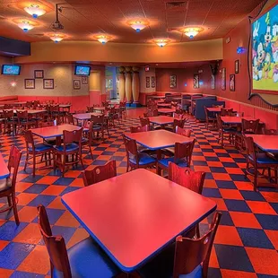 Toon Time Theatre: The high energy first choice for kids with cartoons playing non-stop on tv screens throughout the room