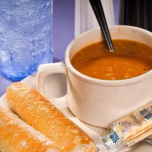 Two different Soups every day, including Pasta Fagioli and Chicken &amp; Dumplings.