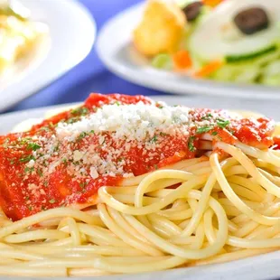 Spectacular Pastas, featuring homemade sauces and specialty pastas such as Italian Casserole and Chipotle Penne.