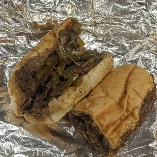Hot Cheesesteak with provolone and sweet peppers
