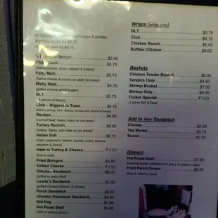 the menu