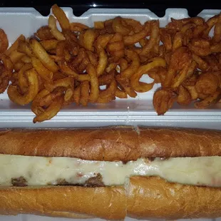 Pizza Steak + Curly Fries