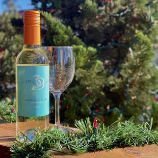 a bottle of wine and a glass