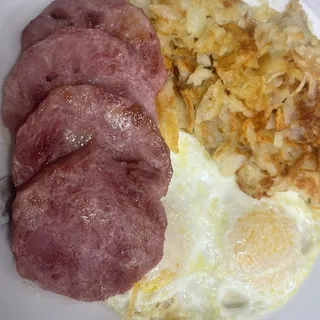 Bacon or Canadian Bacon or Sausage Links & 2 Eggs