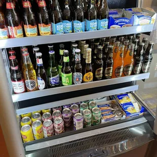 Specialty drinks case, including beer.