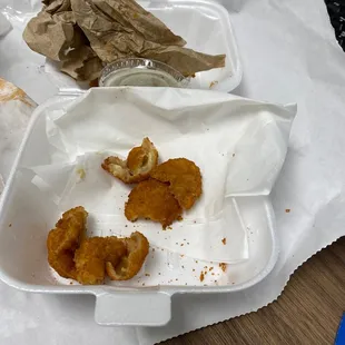 Much room breading small portions.