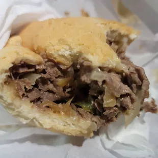 a half eaten sandwich