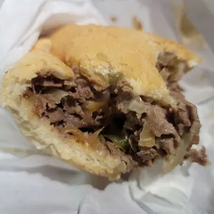 a half eaten sandwich