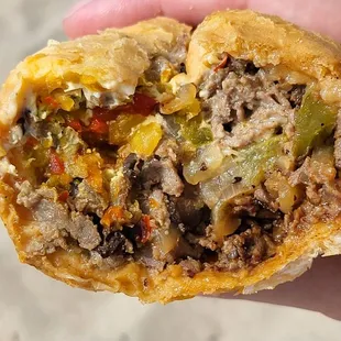 Philly Cheese Steak #4 "The Works" with mushrooms, onions, green peppers, and hot peppers. Needed way more cheese. It was alright.