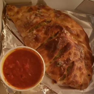 Sausage, Mushroom, and Broccoli Calzone.