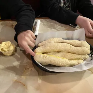 Famous breadsticks with honey butter