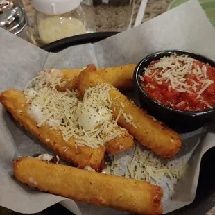 Motzerella wrapped in egg roll paper.