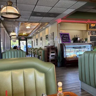 the interior of a diner