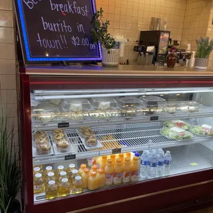 a display of food items