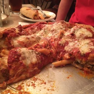 Stuffed pasta pizza w/ mushrooms.... Even better than I remembered