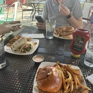 Chicken sandwich , veggie wrap hand cut fries