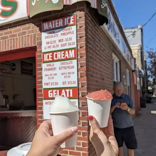 Small lemon (left) and strawberry (right) with banana and chocolate underneath, not pictured