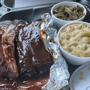 Rib Lunch - sides: Mac cheese &amp; collard greens