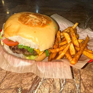 CHEESEBURGER WITH CAJUN FRIES