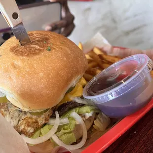 a burger and french fries
