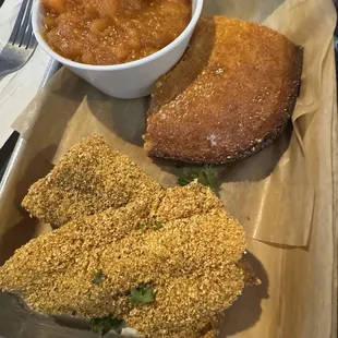Catfish cornbread and yams delish