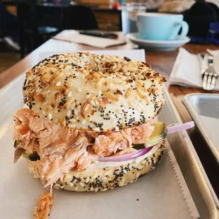 Smoked Salmon Bagel Sandwich