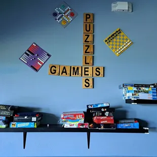 Kids Club inside South location has board games and puzzles.