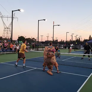 Friday Night Lights Halloween Pickleball Party on 10/20/23 - Pros warming up