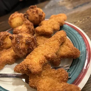 Kid's nuggets and hush puppies.