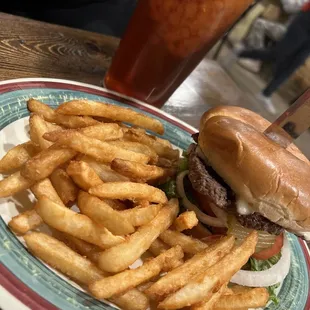 Burger and fries