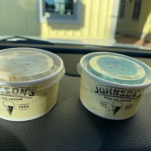 two cups of ice cream