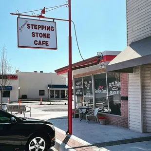 Front of diner, sign