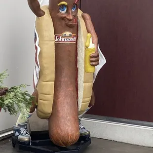 a hot dog with mustard and ketchup