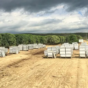 rows of chairs in a field