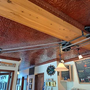 the ceiling of the restaurant