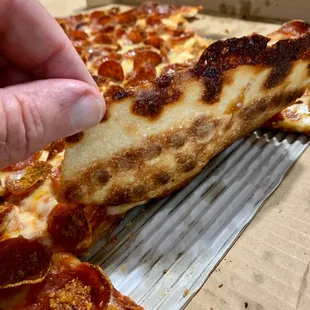 Conveyor oven markings with that deck oven browning, and cheese char.  #UpCloseSavor