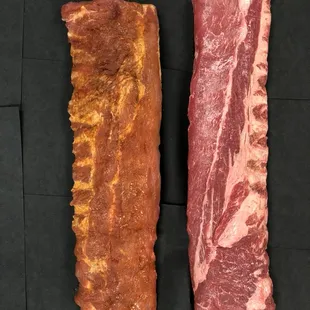 Baby back pork ribs: $4.99lb  seasoned or non seasoned. Silver lining is removed