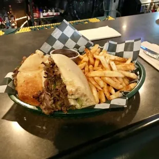 Philly Cheesesteak with fries