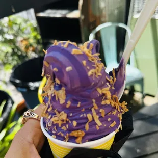 ube soft serve with toasted coconut flakes so good!
