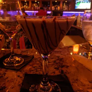 Chocolate covered strawberry martini- flavored with strawberry vodka