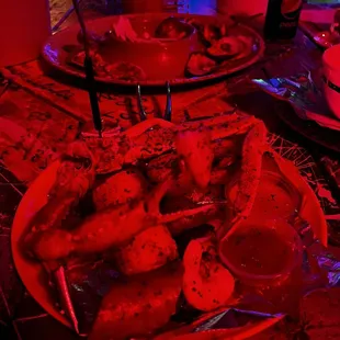 a variety of food items on a table
