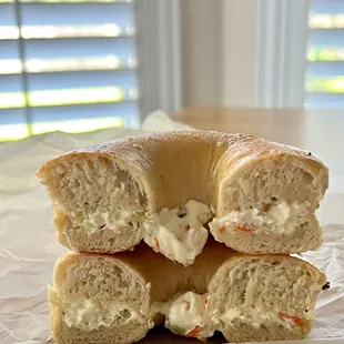 Plain Bagel with Veggie Cream Cheese - July 2022