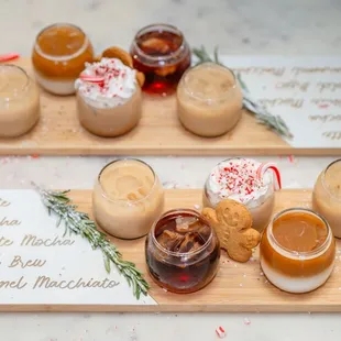 Winter Coffee Flights are here. Enjoy a Candy Cane Coffee Flight featuring a gingerbread latte. Available for a limited time.