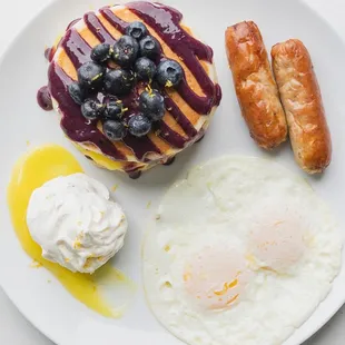 Blueberry Lemon Ricotta Pancake Breakfast at JOJO Coffeehouse Breakfast &amp; Brunch