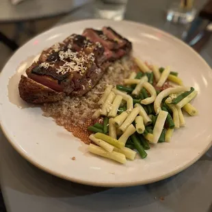 Meal: Duck breast: strawberry and mustard seea pickle quinoa and beans