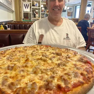 Tavern Style thin crust Chicago cheese and sausage pizza!