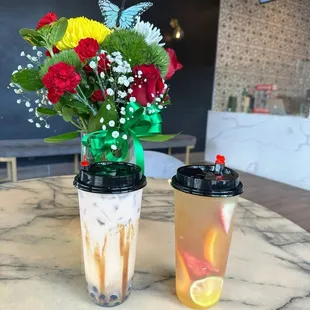Brown Sugar Boba Milk Tea&amp;Super Fruit Tea